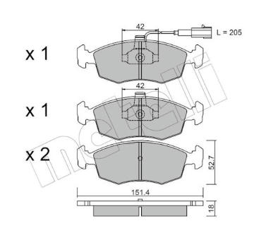 Sada brzdových destiček, kotoučová brzda METELLI 22-0274-0