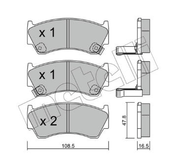 Sada brzdových destiček, kotoučová brzda METELLI 22-0277-0