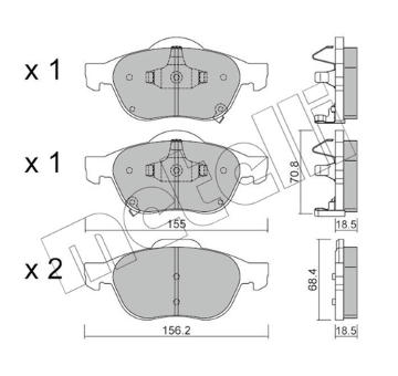 Sada brzdových destiček, kotoučová brzda METELLI 22-0448-0