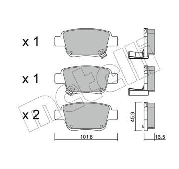 Sada brzdových destiček, kotoučová brzda METELLI 22-0451-0