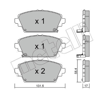 Sada brzdových destiček, kotoučová brzda METELLI 22-0464-1