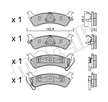 Sada brzdových destiček, kotoučová brzda METELLI 22-0527-0