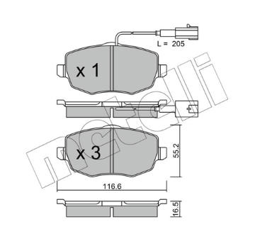 Sada brzdových destiček, kotoučová brzda METELLI 22-0528-1