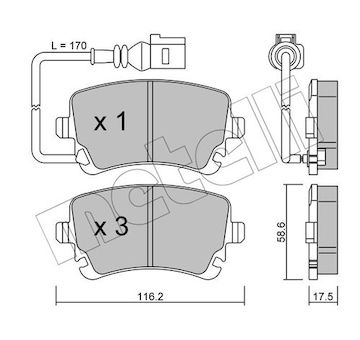 Sada brzdových destiček, kotoučová brzda METELLI 22-0554-0