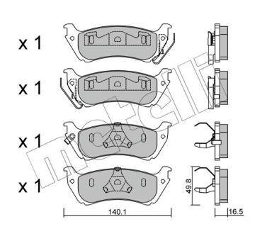 Sada brzdových destiček, kotoučová brzda METELLI 22-0570-0