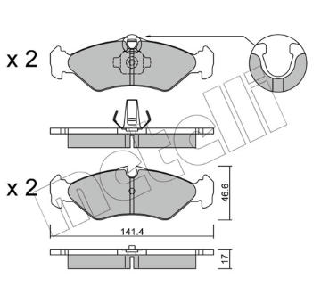 Sada brzdových destiček, kotoučová brzda METELLI 22-0571-1