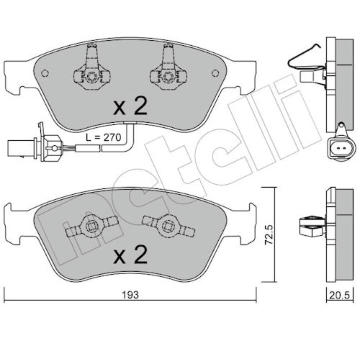 Sada brzdových destiček, kotoučová brzda METELLI 22-0662-0