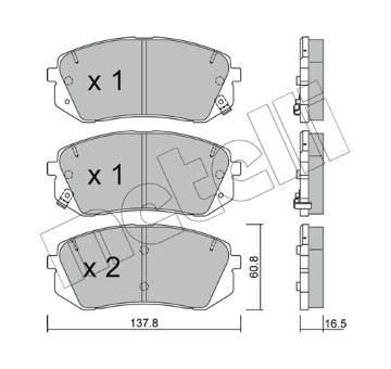 Sada brzdových destiček, kotoučová brzda METELLI 22-0783-0