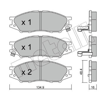 Sada brzdových destiček, kotoučová brzda METELLI 22-0810-0