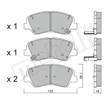Sada brzdových destiček, kotoučová brzda METELLI 22-0943-0