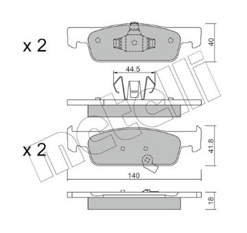 Sada brzdových destiček, kotoučová brzda METELLI 22-0975-2