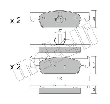 Sada brzdových destiček, kotoučová brzda METELLI 22-0975-3