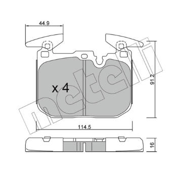 Sada brzdových destiček, kotoučová brzda METELLI 22-1015-3