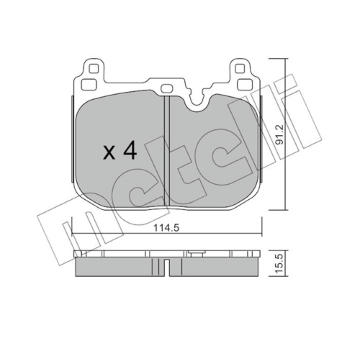 Sada brzdových destiček, kotoučová brzda METELLI 22-1015-4