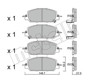 Sada brzdových destiček, kotoučová brzda METELLI 22-1153-0
