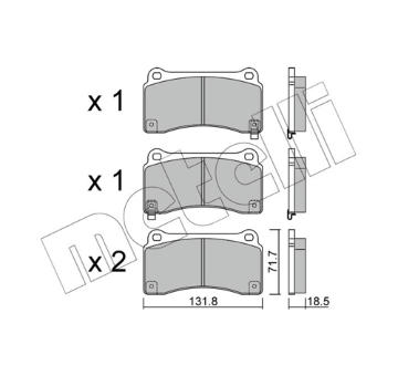 Sada brzdových destiček, kotoučová brzda METELLI 22-1157-0
