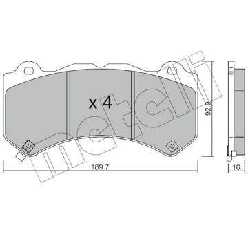 Sada brzdových destiček, kotoučová brzda METELLI 22-1182-0