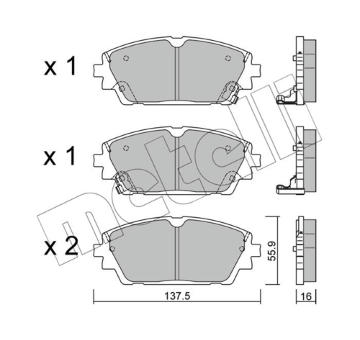 Sada brzdových destiček, kotoučová brzda METELLI 22-1237-0