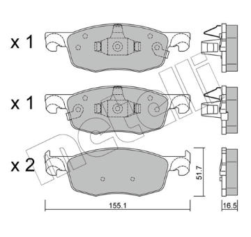 Sada brzdových destiček, kotoučová brzda METELLI 22-1282-0