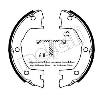 Sada brzdových čelistí, parkovací brzda METELLI 53-0097