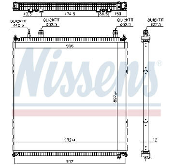 Nízkoteplotný chladič, chladič turbodúchadla NISSENS 606764