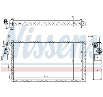 Výměník tepla, vnitřní vytápění NISSENS 707206