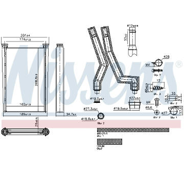 Výměník tepla, vnitřní vytápění NISSENS 707242