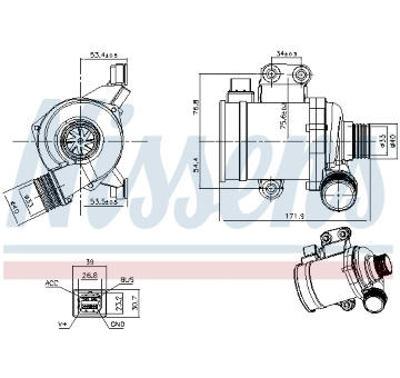 Vodní čerpadlo, chlazení motoru NISSENS 832142