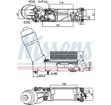 Olejový chladič, motorový olej NISSENS 91335