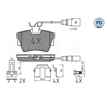 Sada brzdových destiček, kotoučová brzda MEYLE 025 232 2416-1/PD