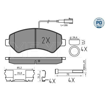 Sada brzdových destiček, kotoučová brzda MEYLE 025 244 6619-2/PD