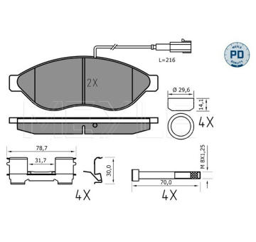 Sada brzdových destiček, kotoučová brzda MEYLE 025 244 6819-2/PD