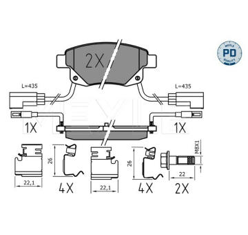 Sada brzdových destiček, kotoučová brzda MEYLE 025 244 8617/PD