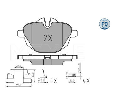Sada brzdových destiček, kotoučová brzda MEYLE 025 245 6118/PD