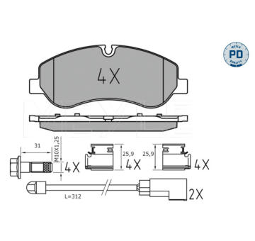 Sada brzdových destiček, kotoučová brzda MEYLE 025 256 0217/PD