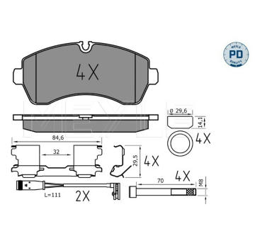Sada brzdových destiček, kotoučová brzda MEYLE 025 292 0020/PD
