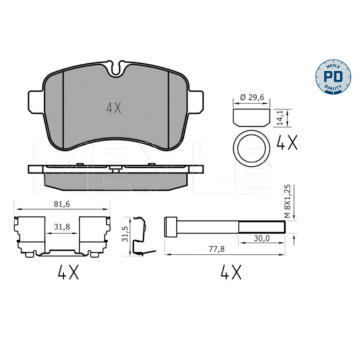 Sada brzdových destiček, kotoučová brzda MEYLE 025 292 3221/PD