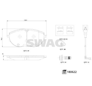 Sada brzdových destiček, kotoučová brzda SWAG 33 10 7793