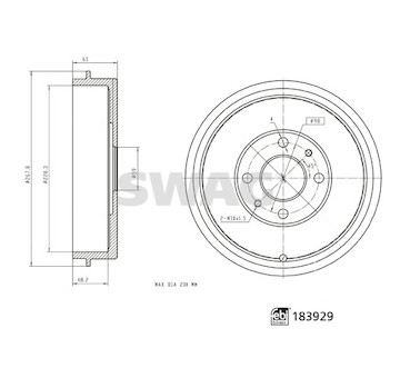 Brzdový buben SWAG 33 10 9237