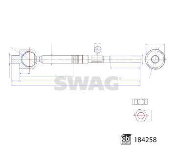 Axiální kloub, příčné táhlo řízení SWAG 33 10 9334