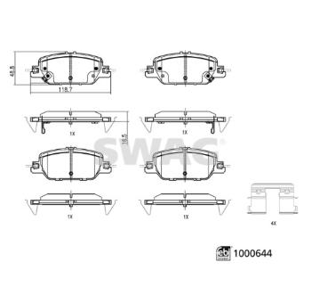 Sada brzdových destiček, kotoučová brzda SWAG 33 11 3711