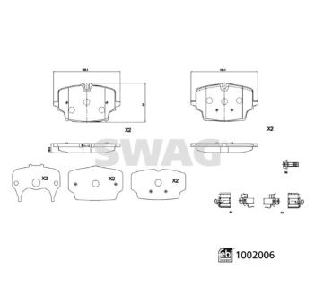Sada brzdových destiček, kotoučová brzda SWAG 33 11 4165