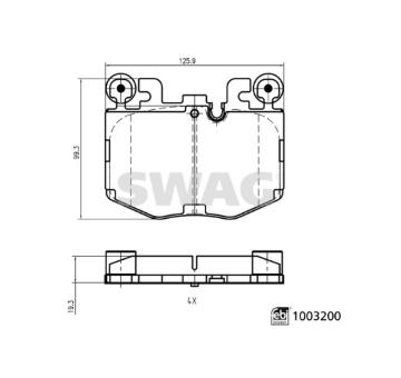 Sada brzdových destiček, kotoučová brzda SWAG 33 11 4322
