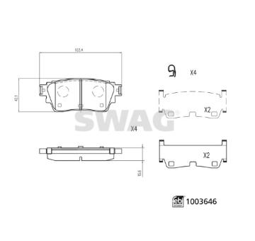 Sada brzdových destiček, kotoučová brzda SWAG 33 11 4455