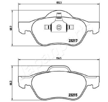 Sada brzdových platničiek kotúčovej brzdy JAPANPARTS PA-0712AF