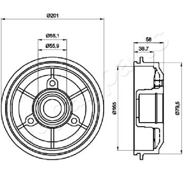 Brzdový bubon JAPANPARTS TA-0607