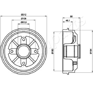 Brzdový bubon JAPANPARTS TA-0608