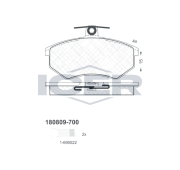 Sada brzdových destiček, kotoučová brzda ICER 180809-700