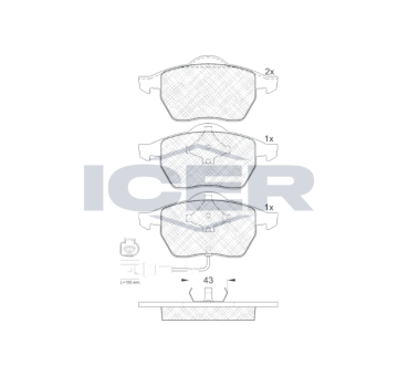 Sada brzdových destiček, kotoučová brzda ICER 181396