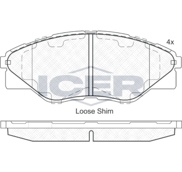 Sada brzdových destiček, kotoučová brzda ICER 182066